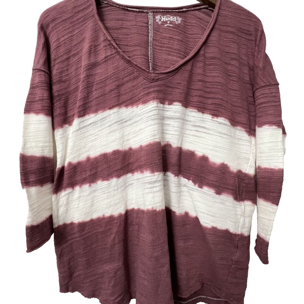MUDD Sweater M oversize lightweight cotton blend Pink Ivory Tie dye
